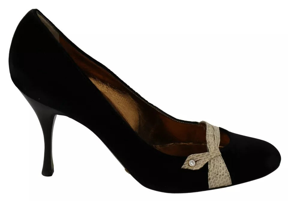 Dolce & Gabbana Black Velvet Ayers High Heels Pumps Shoes Dolce & Gabbana