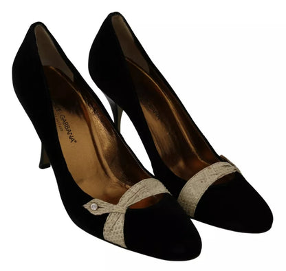 Dolce & Gabbana Black Velvet Ayers High Heels Pumps Shoes Dolce & Gabbana