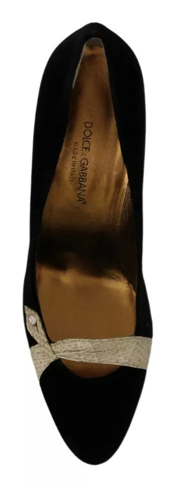 Dolce & Gabbana Black Velvet Ayers High Heels Pumps Shoes Dolce & Gabbana