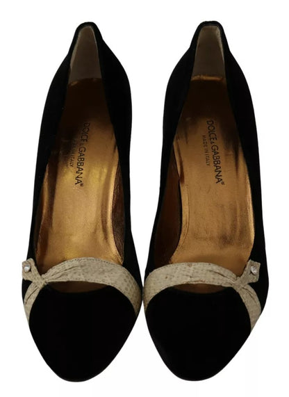 Dolce & Gabbana Black Velvet Ayers High Heels Pumps Shoes Dolce & Gabbana