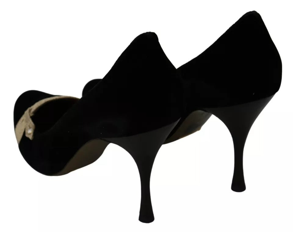 Dolce & Gabbana Black Velvet Ayers High Heels Pumps Shoes Dolce & Gabbana