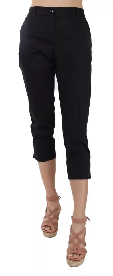 Dolce & Gabbana Black Cotton Cropped Capri Pants Dolce & Gabbana