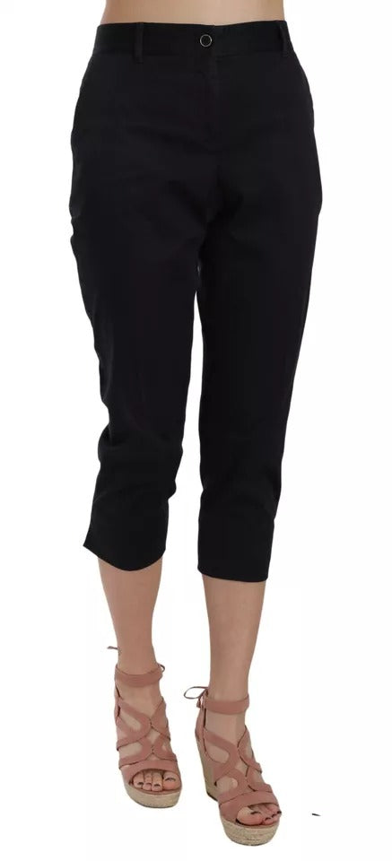 Dolce & Gabbana Black Cotton Cropped Capri Pants Dolce & Gabbana