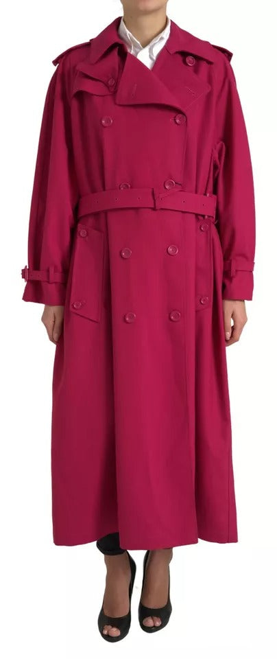 Dolce & Gabbana Dark Pink Double Breasted Trench Coat Jacket Dolce & Gabbana