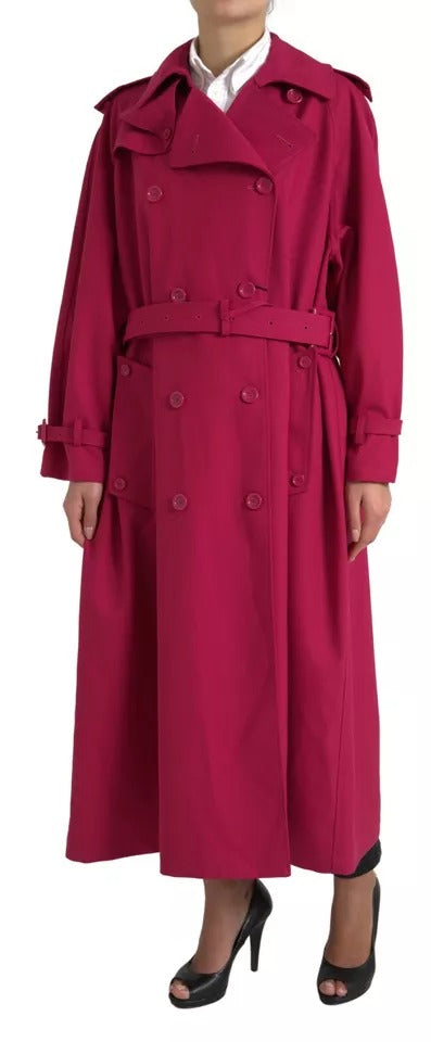 Dolce & Gabbana Dark Pink Double Breasted Trench Coat Jacket Dolce & Gabbana