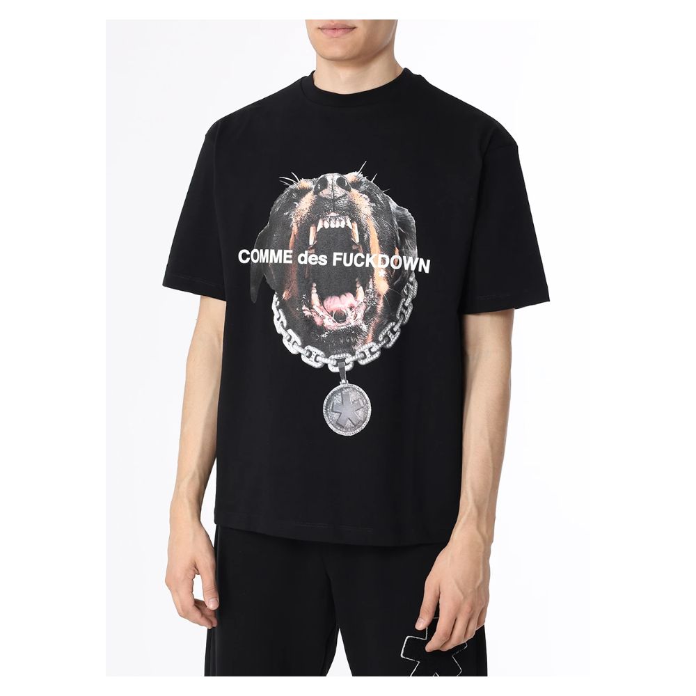 Comme Des Fuckdown Black Cotton T-Shirt