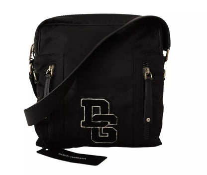 Dolce & Gabbana Black Nylon Leather DG Logo Patch Messenger Cross Body Bag Dolce & Gabbana