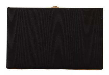 Dolce & Gabbana Black Silk Gold Frame Clutch Evening Party Purse Bag Dolce & Gabbana