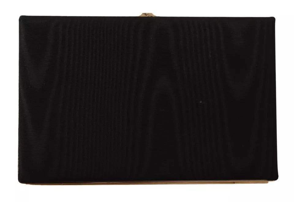 Dolce & Gabbana Black Silk Gold Frame Clutch Evening Party Purse Bag Dolce & Gabbana