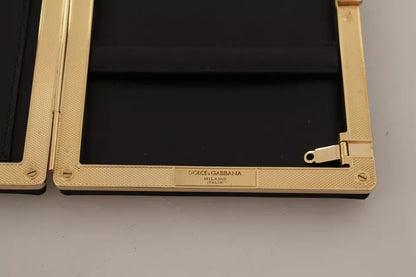 Dolce & Gabbana Black Silk Gold Frame Clutch Evening Party Purse Bag Dolce & Gabbana