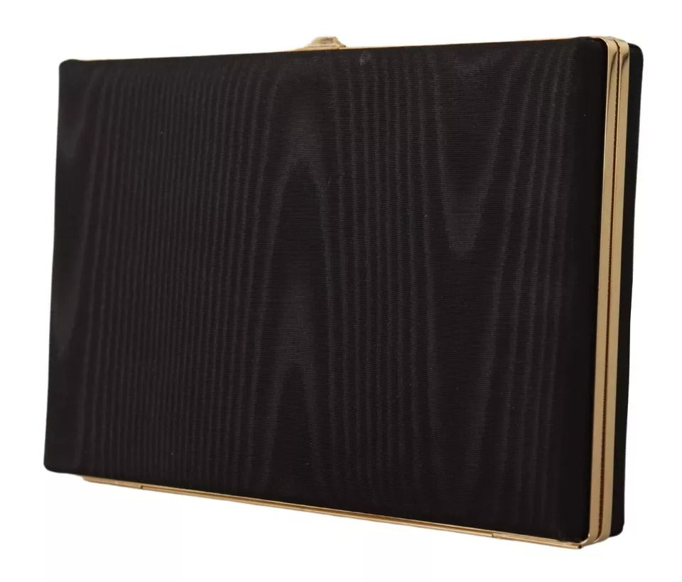 Dolce & Gabbana Black Silk Gold Frame Clutch Evening Party Purse Bag Dolce & Gabbana