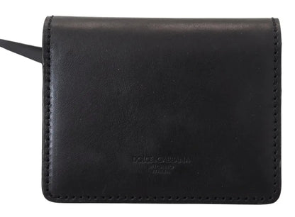 Dolce & Gabbana Black Leather Bifold Shoulder Sling Women Wallet Dolce & Gabbana