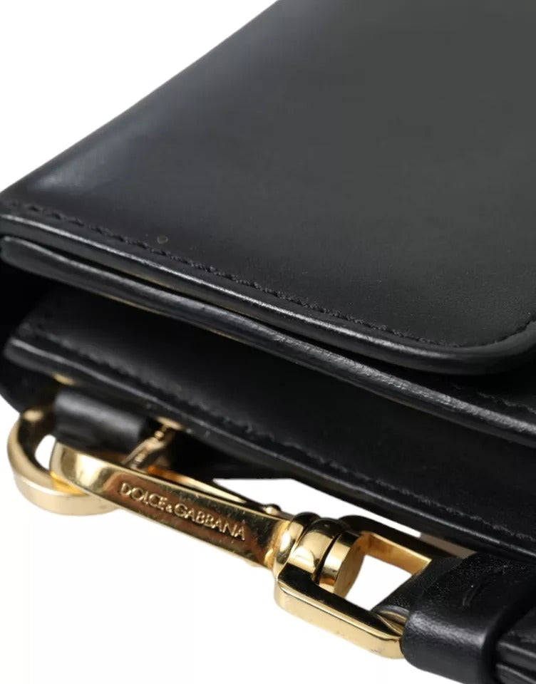 Dolce & Gabbana Black Calf Leather Large Logo Document Holder Clutch Men Bag Dolce & Gabbana