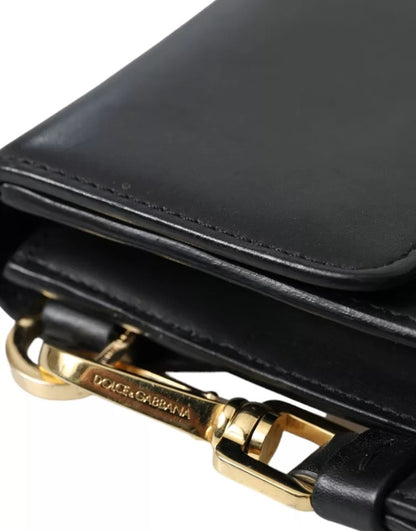 Dolce & Gabbana Black Calf Leather Large Logo Document Holder Clutch Men Bag Dolce & Gabbana