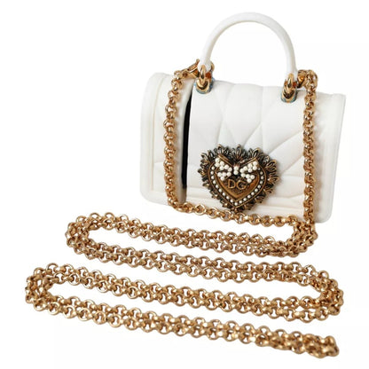 Dolce & Gabbana White Silicone Devotion Heart Bag Gold Chain Hand Airpods Case Dolce & Gabbana