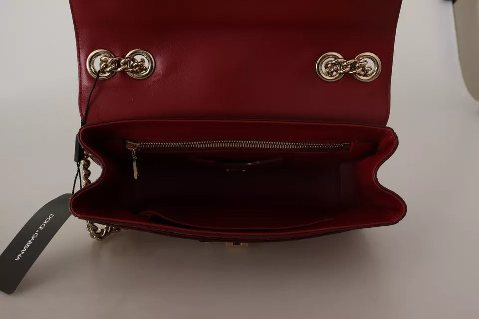 Dolce & Gabbana Pink Red Exotic Skins Gold Chain Purse LUCIA Leather Bag Dolce & Gabbana