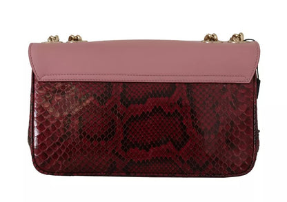 Dolce & Gabbana Pink Red Exotic Skins Gold Chain Purse LUCIA Leather Bag Dolce & Gabbana