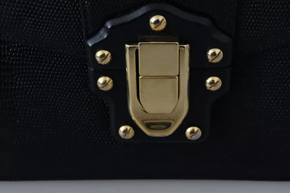 Dolce & Gabbana Black Leather Gold Metal Mini Women Purse Bag Lucia Wallet Dolce & Gabbana