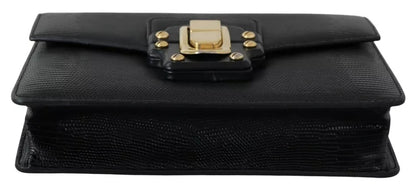 Dolce & Gabbana Black Leather Gold Metal Mini Women Purse Bag Lucia Wallet Dolce & Gabbana