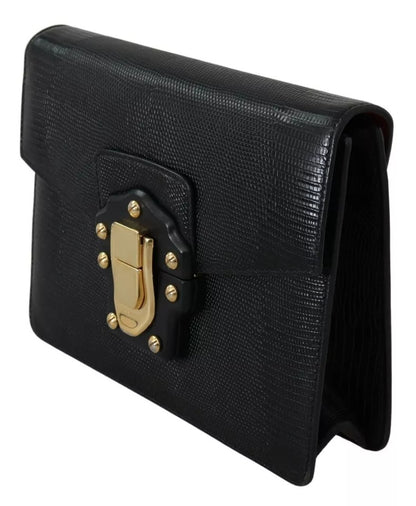 Dolce & Gabbana Black Leather Gold Metal Mini Women Purse Bag Lucia Wallet Dolce & Gabbana