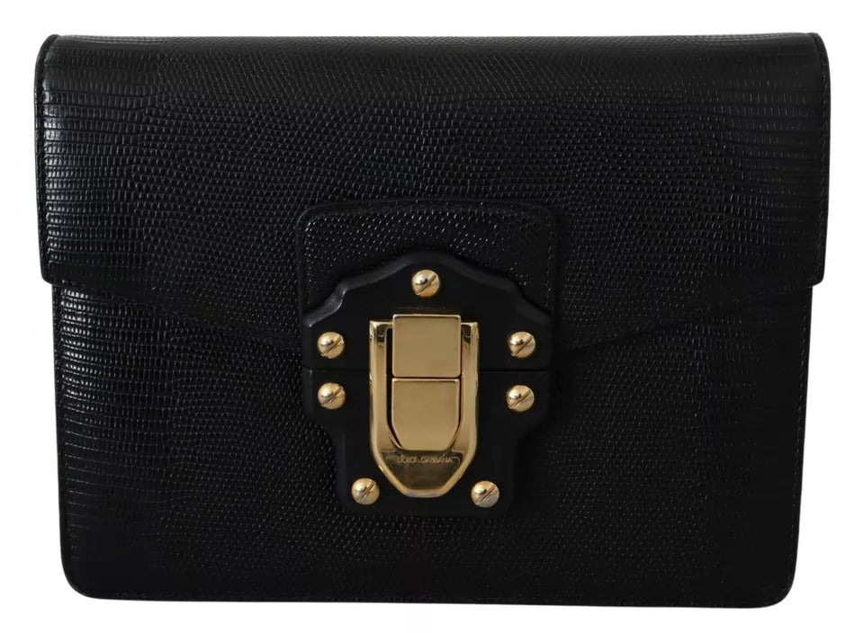 Dolce & Gabbana Black Leather Gold Metal Mini Women Purse Bag Lucia Wallet Dolce & Gabbana