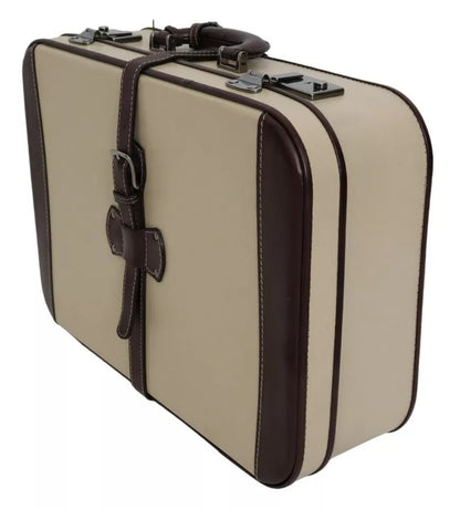 Dolce & Gabbana Brown Beige Leather Mens Travel Suitcase Luggage Bag Dolce & Gabbana