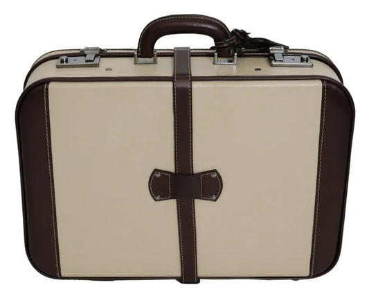 Dolce & Gabbana Brown Beige Leather Mens Travel Suitcase Luggage Bag Dolce & Gabbana