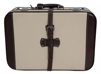 Dolce & Gabbana Brown Beige Leather Mens Travel Suitcase Luggage Bag Dolce & Gabbana