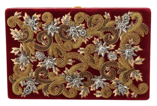 Dolce & Gabbana Red Velvet Gold Frame Clutch Evening Party Purse Bag Dolce & Gabbana