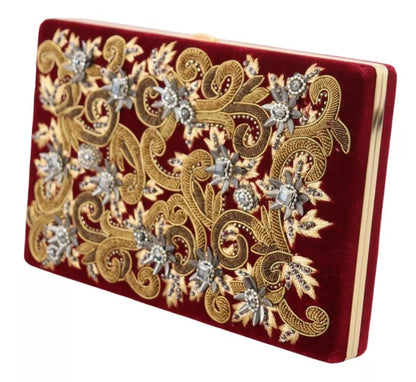 Dolce & Gabbana Red Velvet Gold Frame Clutch Evening Party Purse Bag Dolce & Gabbana