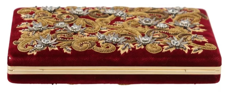 Dolce & Gabbana Red Velvet Gold Frame Clutch Evening Party Purse Bag Dolce & Gabbana