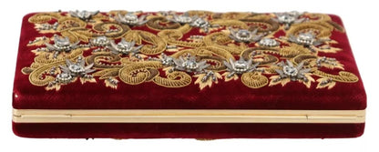 Dolce & Gabbana Red Velvet Gold Frame Clutch Evening Party Purse Bag Dolce & Gabbana