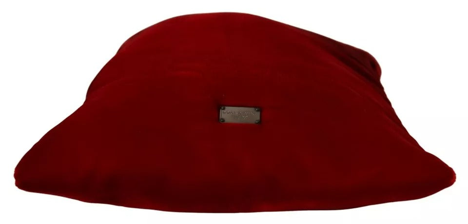 Dolce & Gabbana Red Velvet Logo Plaque Women Pouch Bag Dolce & Gabbana