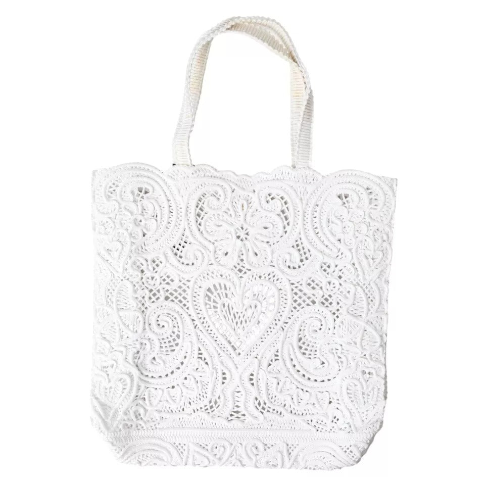 Dolce & Gabbana White Cordonetto Lace Beatrice Tote Bag Dolce & Gabbana