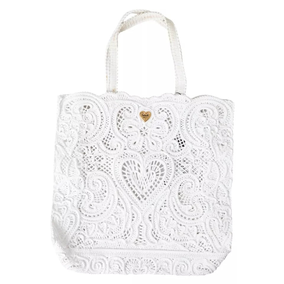 Dolce & Gabbana White Cordonetto Lace Beatrice Tote Bag Dolce & Gabbana