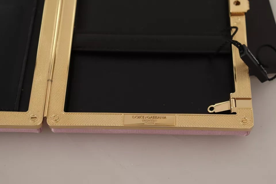 Dolce & Gabbana Pink Silk Gold Frame Clutch Evening Party Purse Bag Dolce & Gabbana