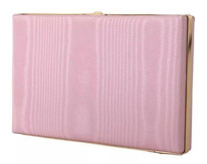 Dolce & Gabbana Pink Silk Gold Frame Clutch Evening Party Purse Bag Dolce & Gabbana