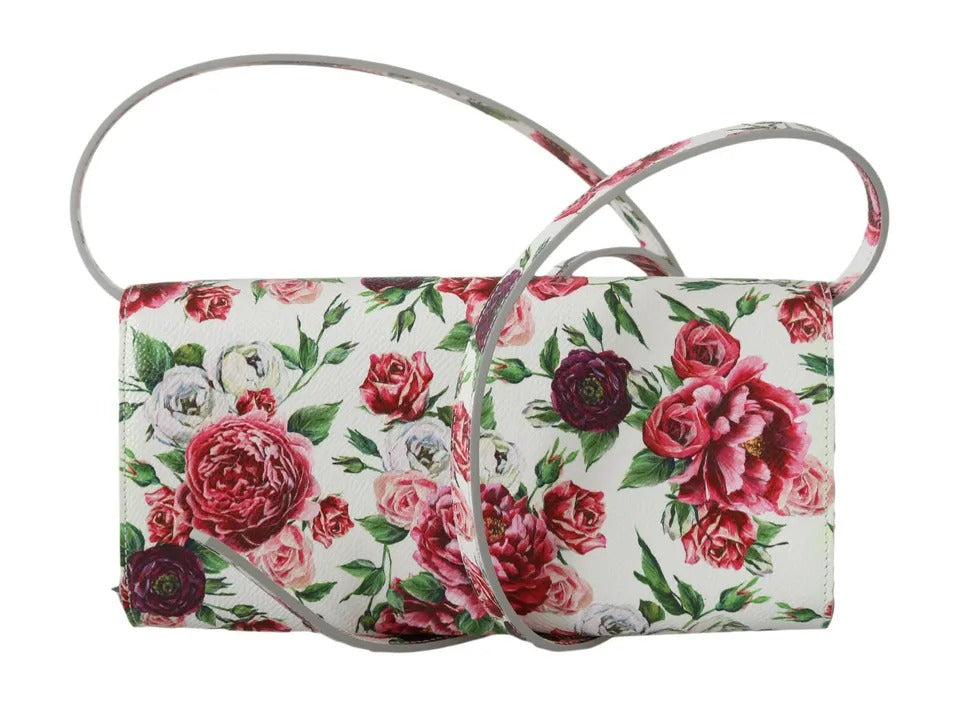 Dolce & Gabbana White Purse Clutch Floral Roses Leather Cross Body Bag Dolce & Gabbana