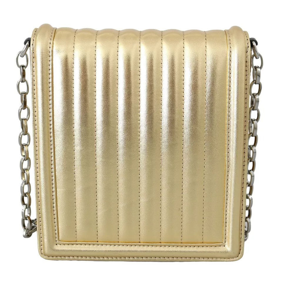 Dolce & Gabbana Gold Shoulder #DG GIRLS Leather Sling Clutch Purse Bag Dolce & Gabbana