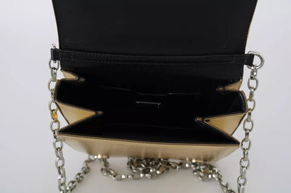 Dolce & Gabbana Gold Shoulder #DG GIRLS Leather Sling Clutch Purse Bag Dolce & Gabbana