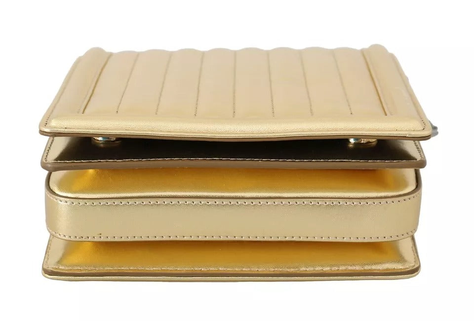 Dolce & Gabbana Gold Shoulder #DG GIRLS Leather Sling Clutch Purse Bag Dolce & Gabbana