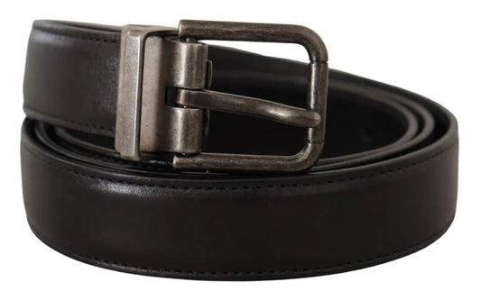 Dolce & Gabbana Black Calf Leather Vintage Logo Metal Buckle Belt Dolce & Gabbana