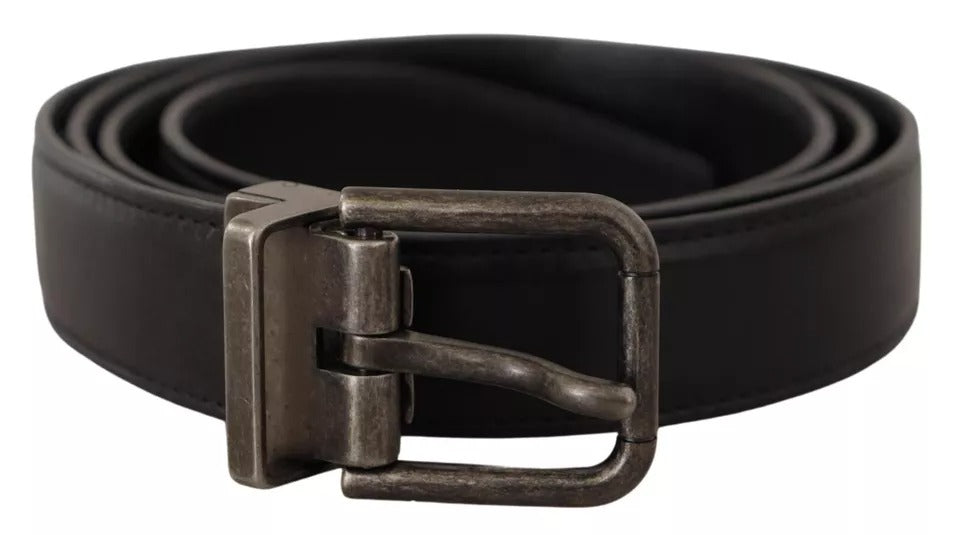 Dolce & Gabbana Black Calf Leather Vintage Logo Metal Buckle Belt Dolce & Gabbana