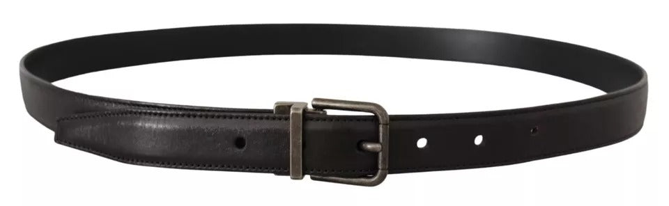 Dolce & Gabbana Black Calf Leather Vintage Logo Metal Buckle Belt Dolce & Gabbana