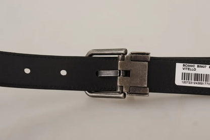 Dolce & Gabbana Black Calf Leather Vintage Logo Metal Buckle Belt Dolce & Gabbana