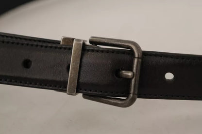 Dolce & Gabbana Black Calf Leather Vintage Logo Metal Buckle Belt Dolce & Gabbana