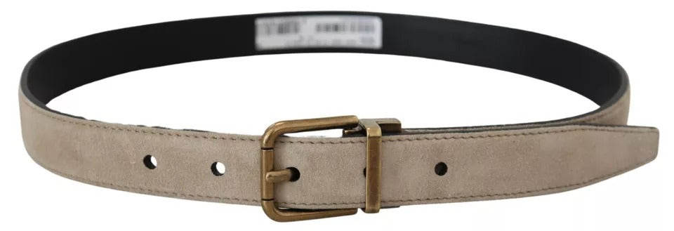 Dolce & Gabbana Beige Velvet Leather Gold Tone Metal Buckle Belt Dolce & Gabbana