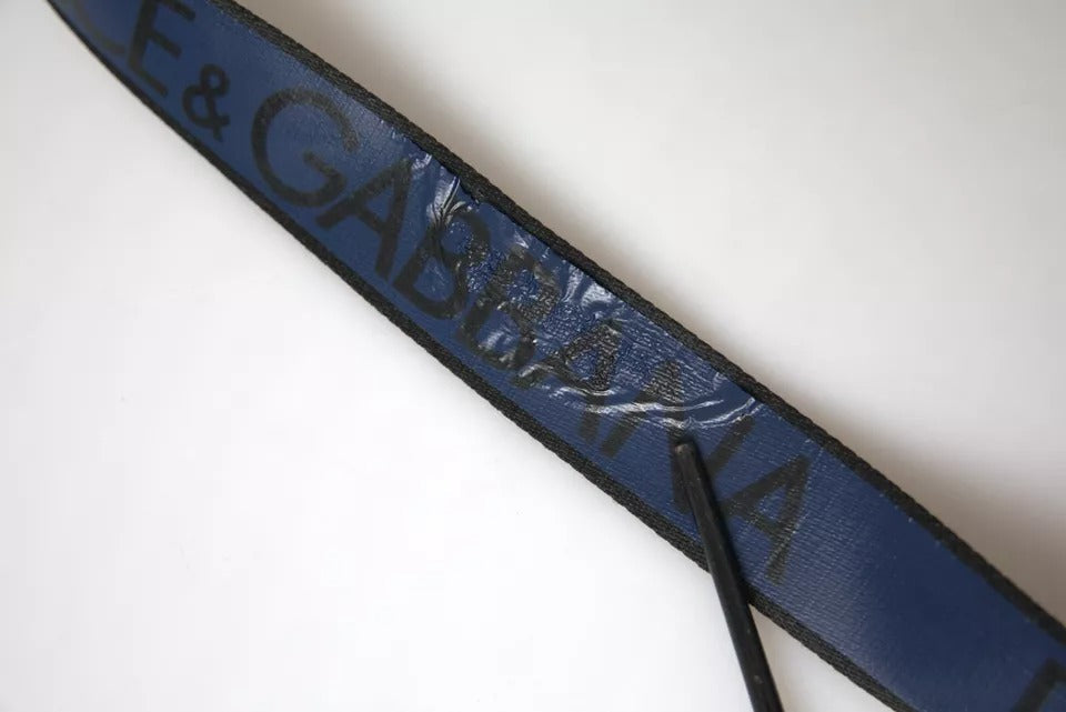 Dolce & Gabbana Black Blue Leather Silver Metal Buckle Belt Dolce & Gabbana