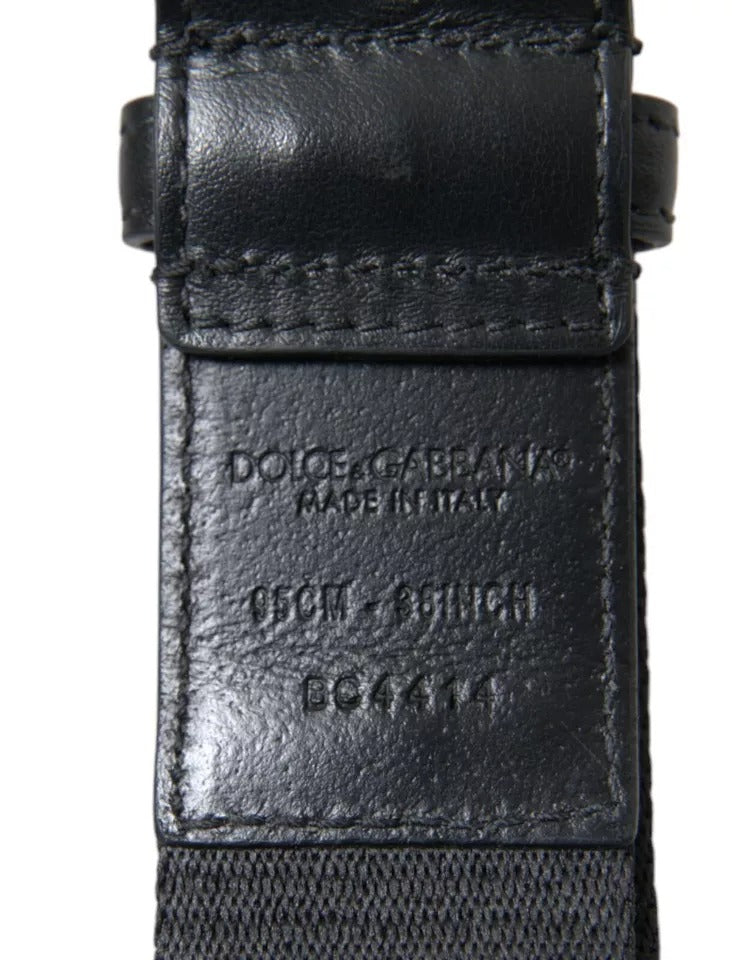 Dolce & Gabbana Black Blue Leather Silver Metal Buckle Belt Dolce & Gabbana