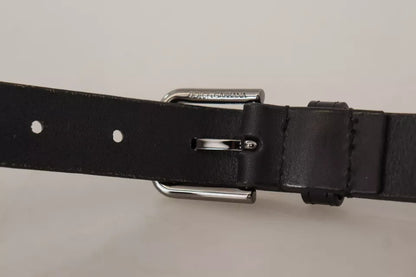 Dolce & Gabbana Black Calf Leather Classic Metal Logo Buckle Belt Dolce & Gabbana